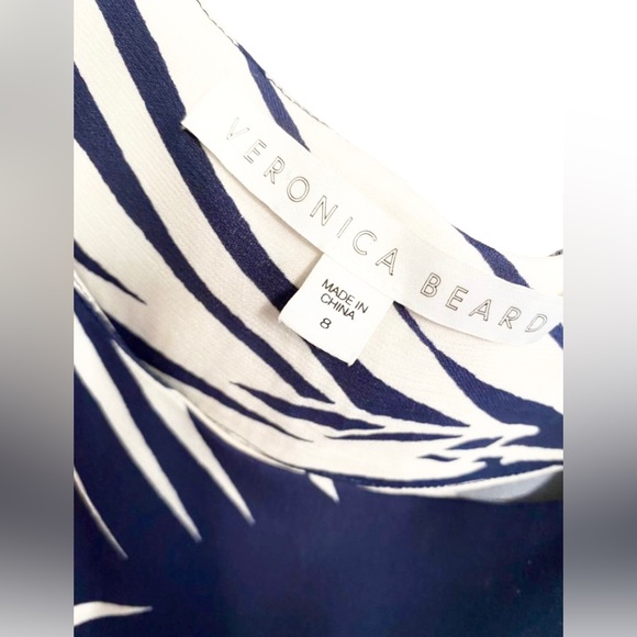 Veronica Beard Mojorra Palm Print Midi Dress Ruched Sheath 8 - Picture 4 of 5